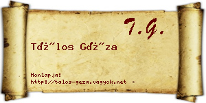 Tálos Géza névjegykártya