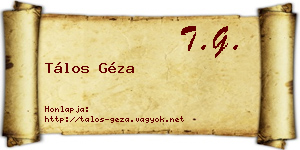 Tálos Géza névjegykártya